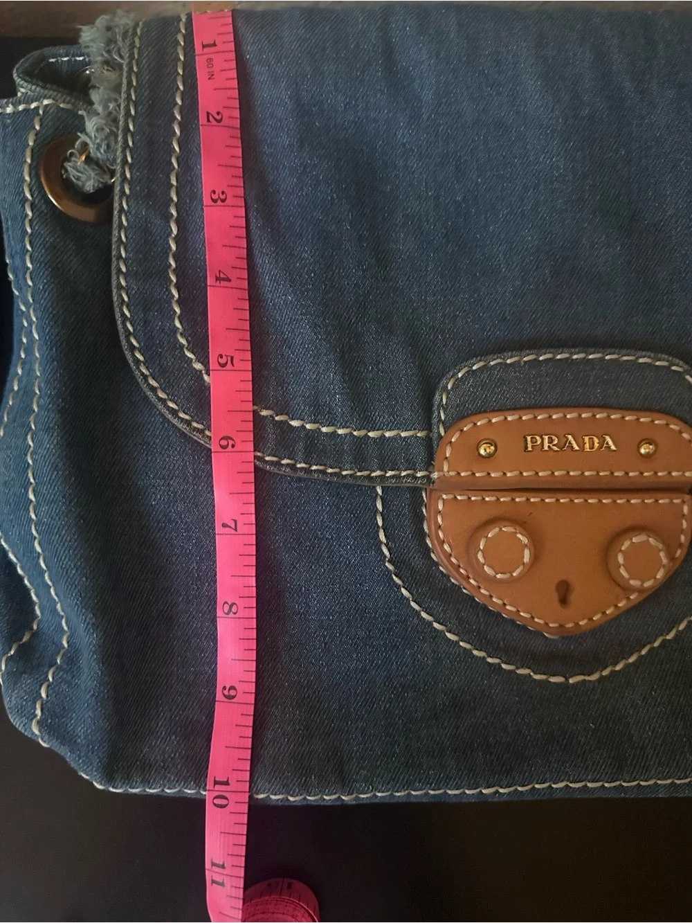 Blue Denim Crossbody with Tan Leather Trim